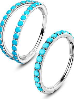 2PCS 20G Nose Rings - Single & Double Hoop Clicker Jewelry for Cartilage